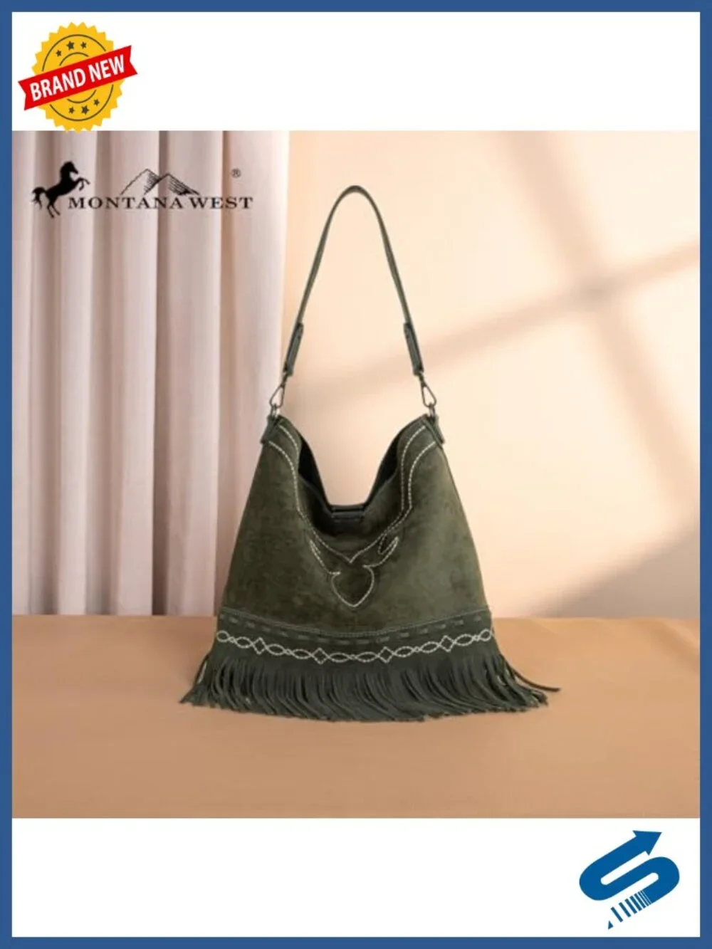 Faux Leather Fringe Suede Hobo Bag Shoulder Bag